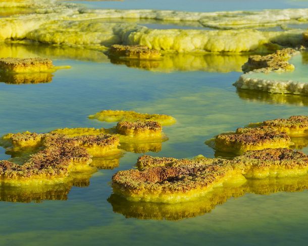 sm1gva_ET_cx3736_g Salt structures in an acid brine pool, geothermal field of Dallol, Danakil depression, Afar Triangle, Ethiopia