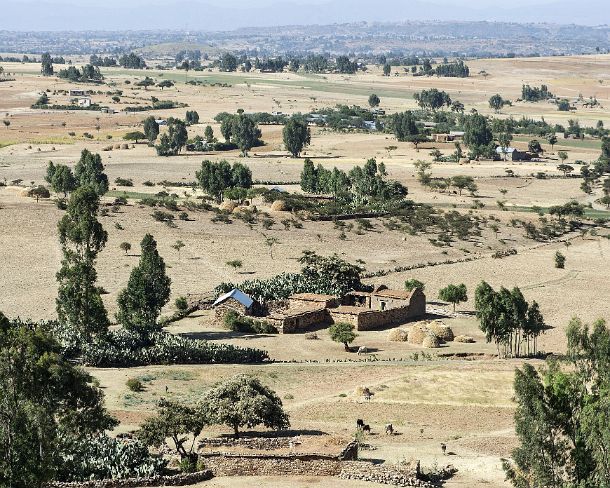 sm1gva_ET_cx2332_g Homestead in the flat dry semidesert plain of Hazwien used as farmland, Tigray, Ethiopia