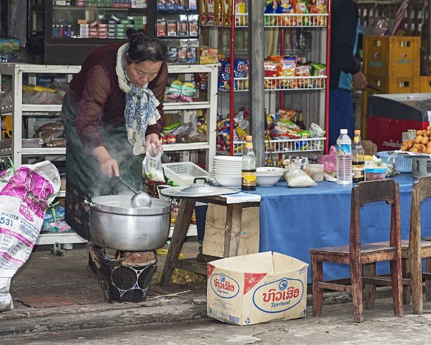 smLuangPN1504 Small food stall, Luang Prabang, Laos