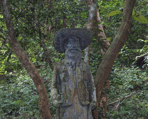 smLuangPN1554 Statue at the grave site of Henri Mouhout, a French naturalist and explorer of the 19th century, who died during an expedition at river Nam Khan nearby Luang...