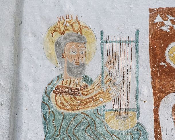 smgva_ET_x2129_g King David is playing his lyre, fresco in the orthodox rock-hewn church Daniel Qorqor, Gheralta region, Tigray, Ethiopia