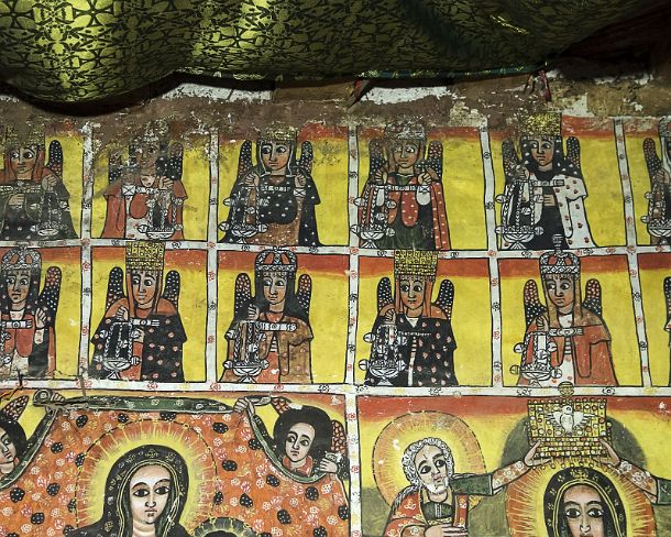 smgva_ET_x1884_g Twelve of the twenty-four elders of the Apocalypse, fresco in the in the orthodox rock church Maryam Papaseyti, Gheralta, Tigray, Ethiopia