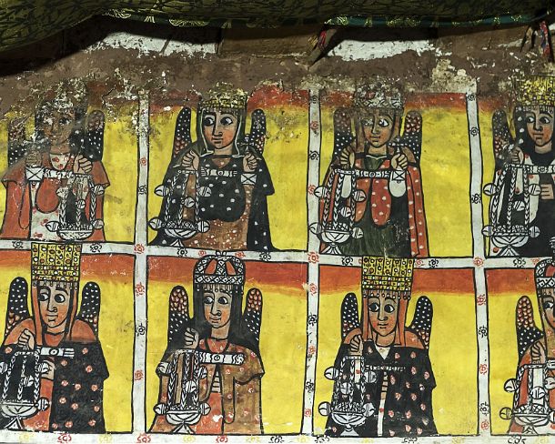 smgva_ET_x1885_g Eight of the twenty-four elders of the Apocalypse, fresco in the in the orthodox rock church Maryam Papaseyti, Gheralta, Tigray, Ethiopia